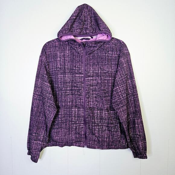 HIND Running Windbreaker Jacket Hooded Zip Front Size Medium Purple Pink - Picture 1 of 9